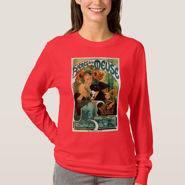 Mucha Art nouveau: Bieres de la Meuse Tee Shirt (Framsida)