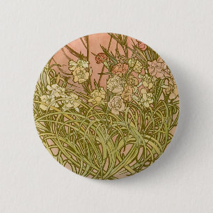 Mucha Art nouveau-blommor Knapp