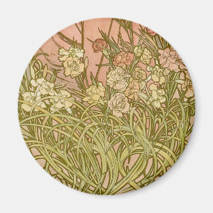 Mucha Art nouveau-blommor Magnet