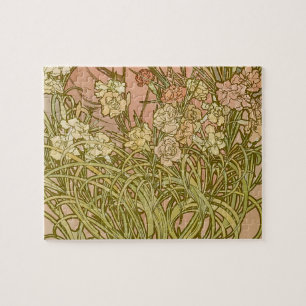 Mucha Art nouveau-blommor Pussel