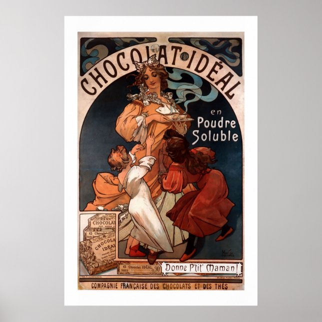 Mucha Art nouveau Chocolate Poster (Framsidan)