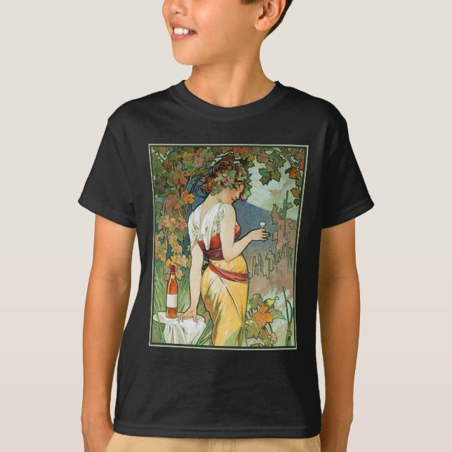 Mucha - Art nouveau - Cognac Tee Shirt (Framsida)