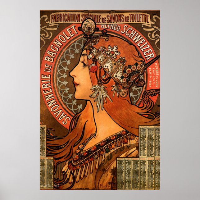 Mucha Art nouveau Dam Soap Poster (Framsidan)