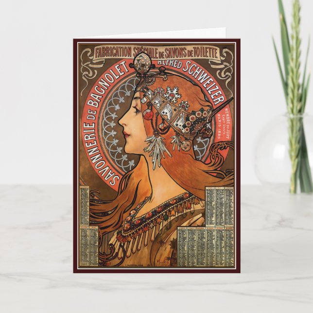 Mucha - Art nouveau Helgkort (Framsida)