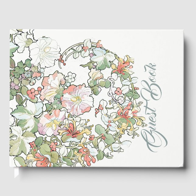 Mucha Art nouveau Honeysuckle Flowers Guest Bok (Framsida)