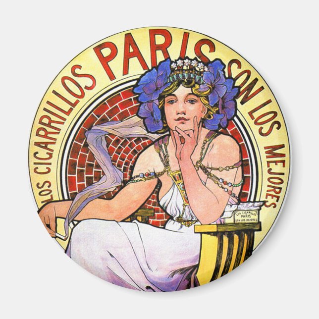 Mucha Art nouveau Illustration Magnet (Framsidan)