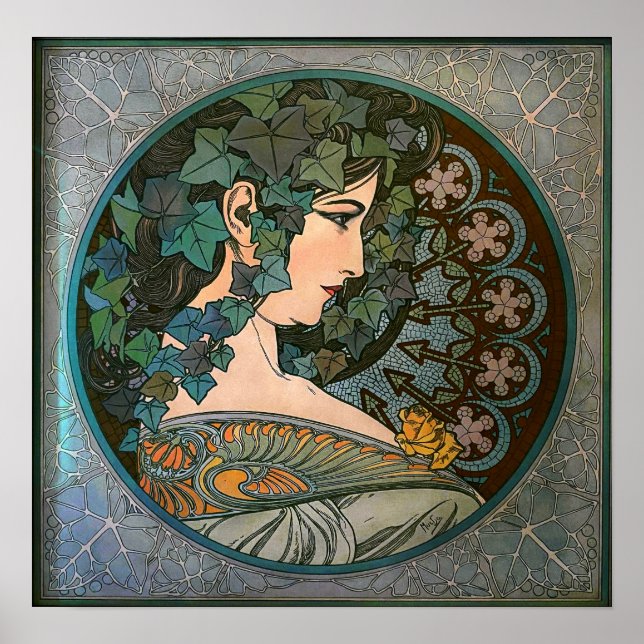 Mucha - Art nouveau Ivy Poster (Framsidan)