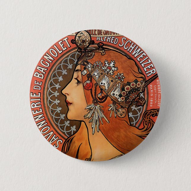 Mucha - Art nouveau Knapp (Framsida)