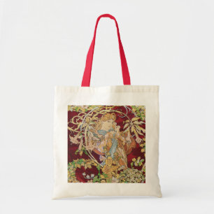 Mucha art nouveau: Kvinna med daisyn Tygkasse