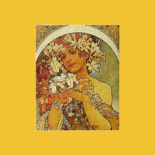 Mucha Art nouveau kvinna med lögner Pussel