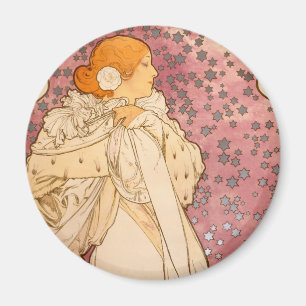 Mucha Art Nouveau Kvinna Skönhet Magnet