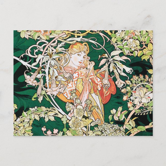 Mucha Art nouveau: Kvinnor med Daisy Vykort (Framsida)