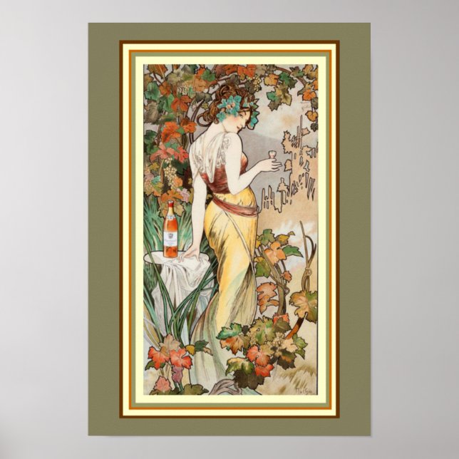Mucha Art nouveau Liqueur Ad Poster 13 x 19 (Framsidan)