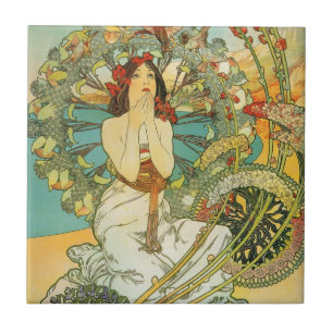 Mucha art nouveau Monte - keramiska carlo belägge Kakelplatta