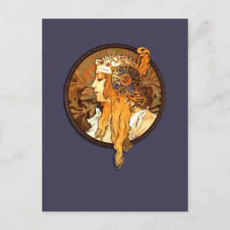 Mucha Art nouveau Porträtt vykort