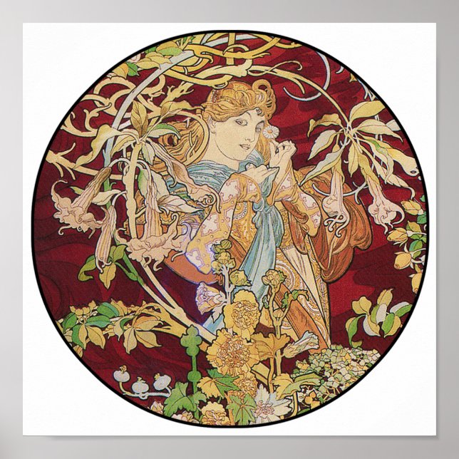 Mucha Art nouveau Poster Skriv ut: Kvinnor med Dai (Framsidan)