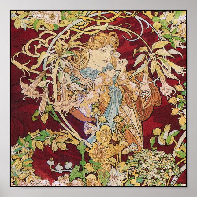 Mucha Art nouveau Poster Skriv ut: Kvinnor med Dai (Framsidan)