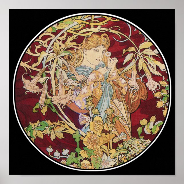 Mucha Art nouveau Poster Skriv ut: Kvinnor med Dai (Framsidan)