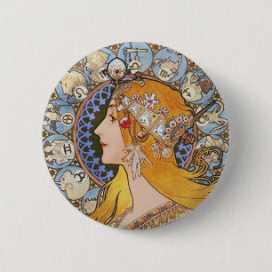 Mucha Art nouveau Poster - Zodiac - La Plume Knapp