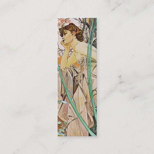 Mucha Art nouveau Smala Bookmark-Affärskort Mini Visitkort (Framsida)