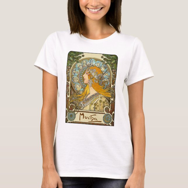 Mucha Art nouveau T-Shirt - Zodiac - La Plume (Framsida)