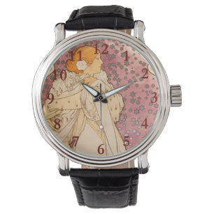 Mucha Art nouveau Woman Beauty Armbandsur