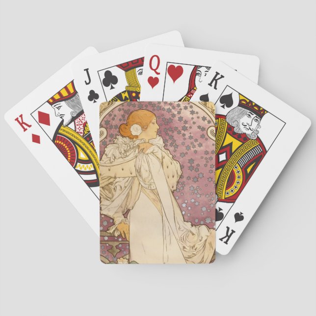 Mucha Art nouveau Woman Beauty Casinokort (Baksidan)