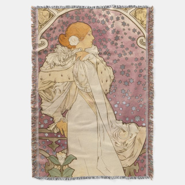 Mucha Art nouveau Woman Beauty Filt (Framsidan Vertikal)