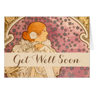 Mucha Art nouveau Woman Beauty Hälsningskort