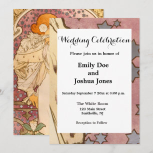 Mucha Art nouveau Woman Beauty Inbjudningar