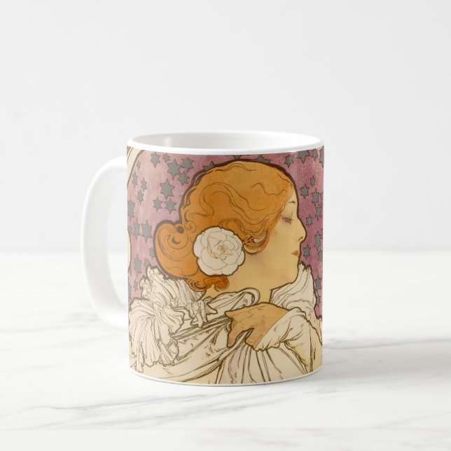 Mucha Art nouveau Woman Beauty Kaffemugg (Framsida vänster)