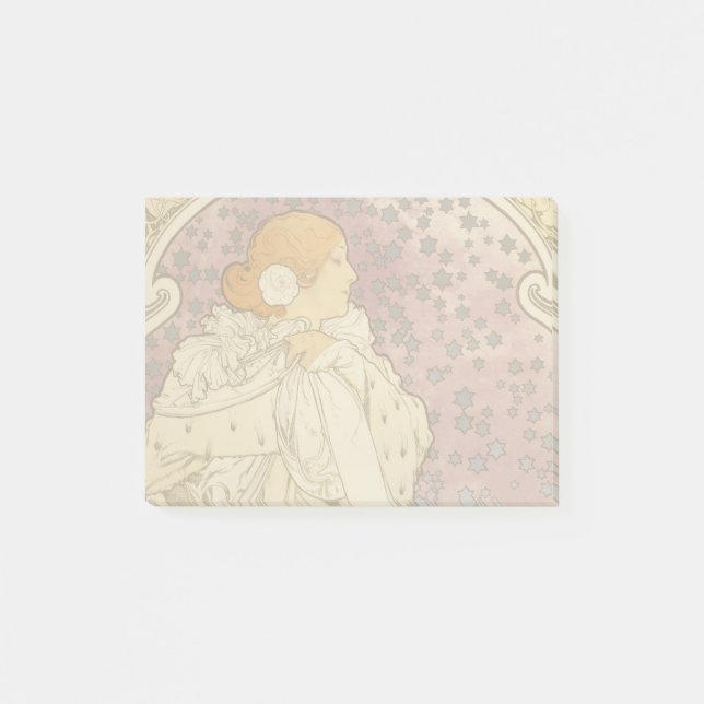 Mucha Art nouveau Woman Beauty Post-it Block (Framsida)