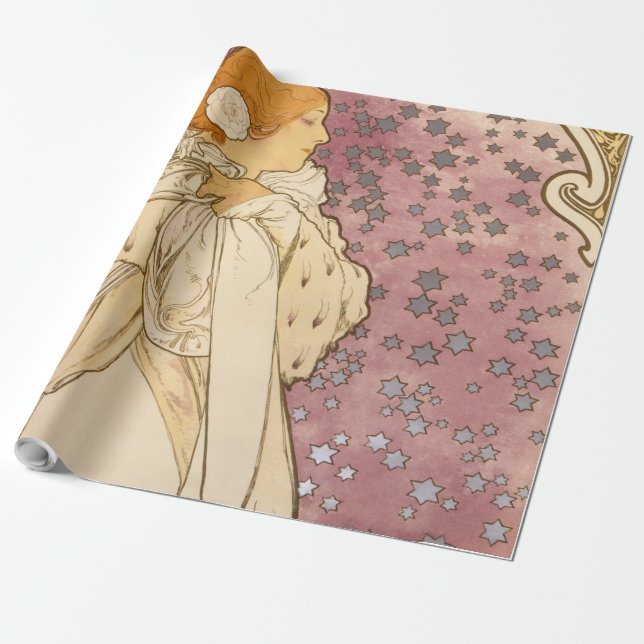 Mucha Art nouveau Woman Beauty Presentpapper (Utrullad)