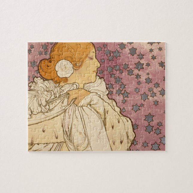 Mucha Art nouveau Woman Beauty Pussel (Horisontell)