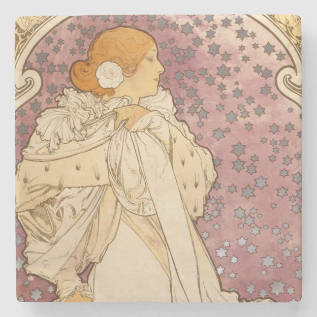 Mucha Art nouveau Woman Beauty Stenunderlägg (Framsidan)