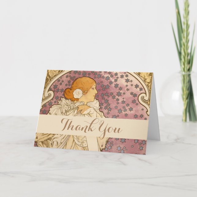 Mucha Art nouveau Woman Beauty Tack Kort (Framsida)