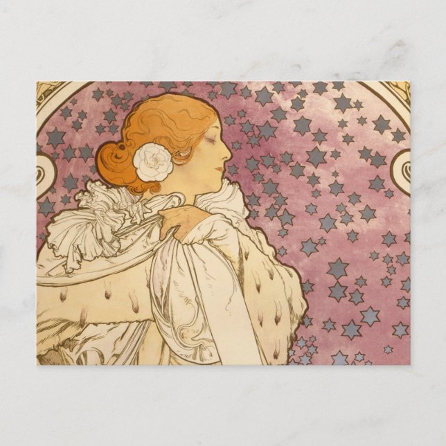 Mucha Art nouveau Woman Beauty Vykort (Framsida)