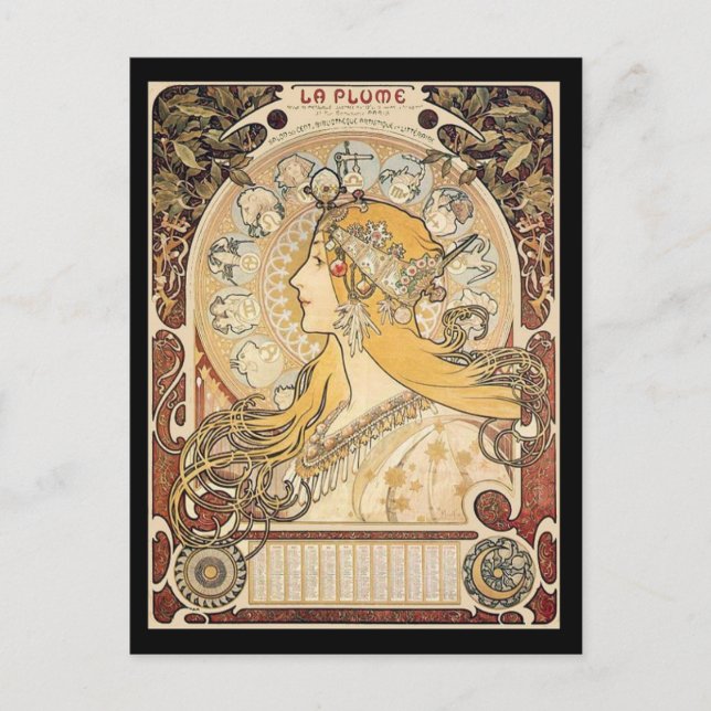 Mucha Art nouveau Woman Vykort (Framsida)