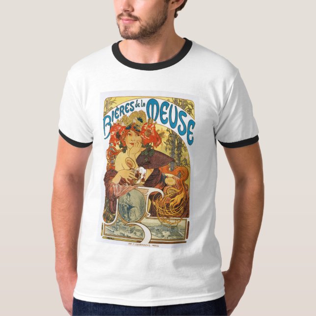 Mucha - Bieres de la Meuse (Beer of the Muse) T-shirt (Framsida)