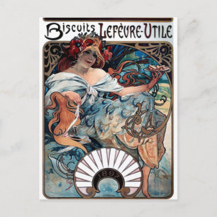Mucha biscuits Lefevre utile 1897 Annons Vykort