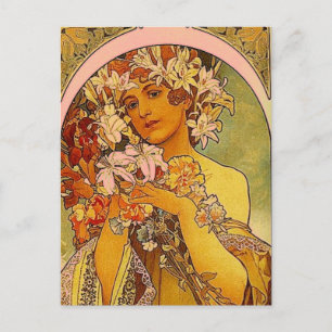 Mucha blommor vykort