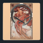 Mucha Dance Art Deco Fyrkantig Klocka<br><div class="desc">A. Mucha. Dance.</div>