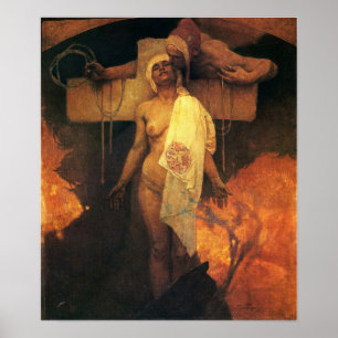Mucha - Frankrike omfamnar Böhmen 1918 Poster