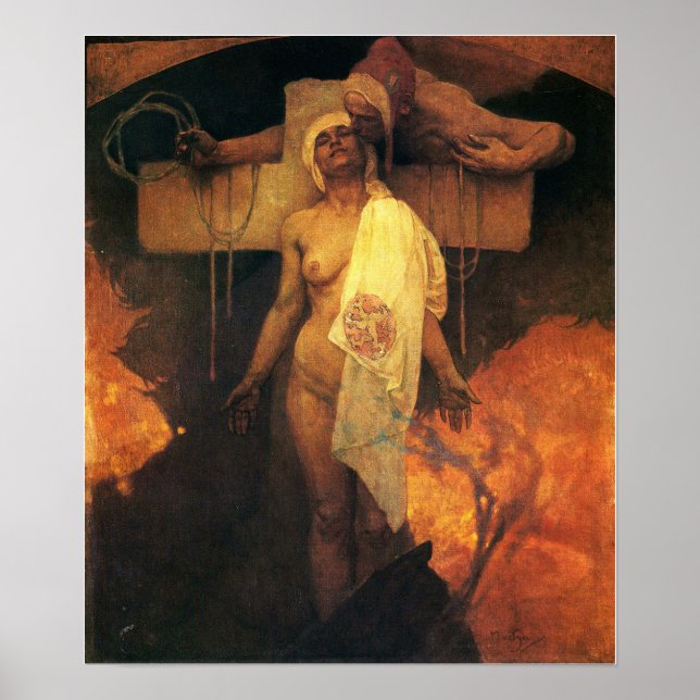 Mucha - Frankrike omfamnar Böhmen 1918 Poster (Framsidan)