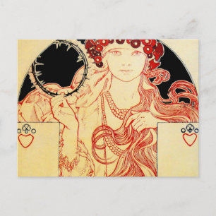 Mucha ~ Girl from Brooklyn Exhibition Poster Vykort