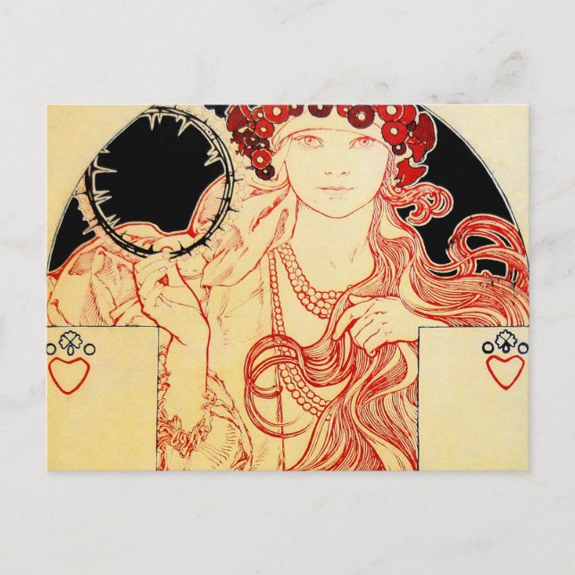 Mucha ~ Girl from Brooklyn Exhibition Poster Vykort (Framsida)