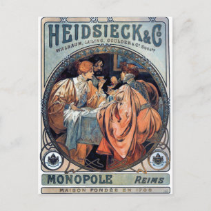 mucha Heidsieck & G öl art deco poster Vykort