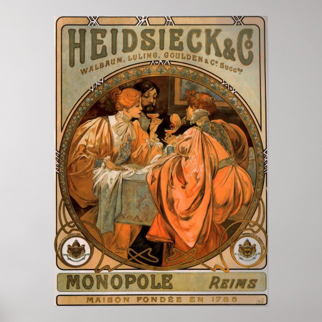 Mucha - Heidsieck och Co 1901 Poster (Framsidan)