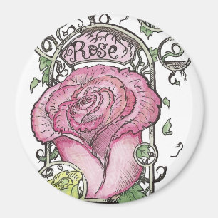 Mucha inspirerade rosa magneter