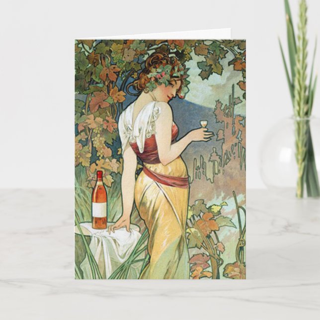 Mucha-kort eller inbjudan: Cognac Inbjudan (Framsida)